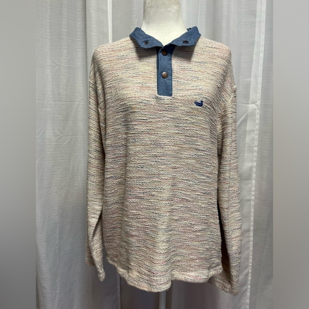 Southern Marsh Pawleys Striped Rope Pullover in White | size XS